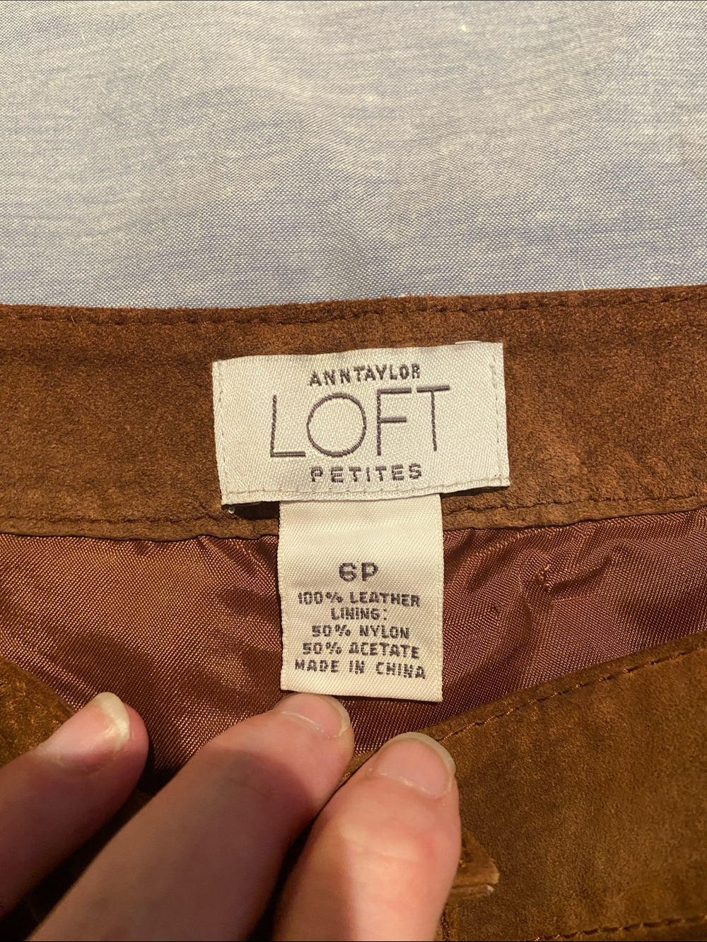 LOFT Petite Suede Straight-Leg Pants in Brown